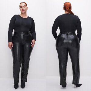 Good American Better Than Leather Good Icon Pants Size 18 Black Straight Leg